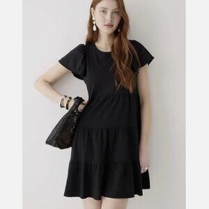 J.Crew NWT Black Knit tiered mini dress sz S